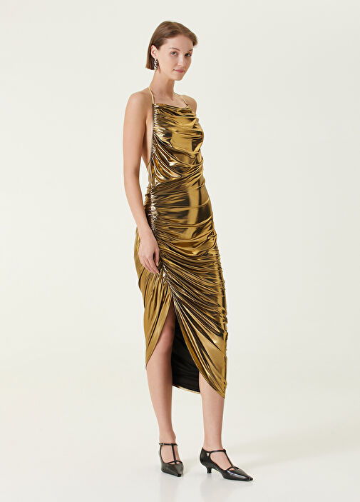 Gold midi cocktail dress hotsell