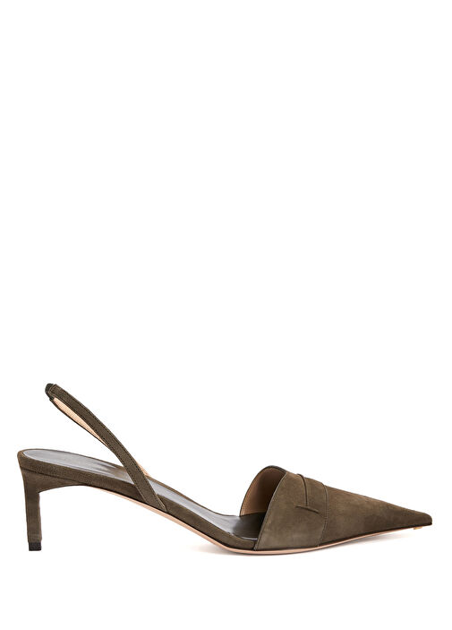 Haki Deri Topuklu Ayakkabı - Görsel 2