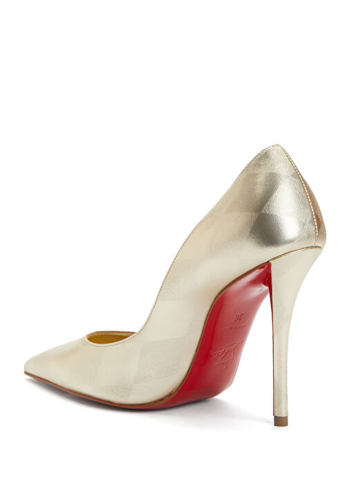 Miss Gold Desenli Deri Stiletto - Görsel 4