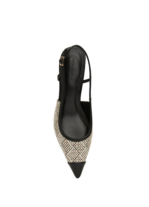 Bej Siyah Topuklu Ayakkabı - Görsel 5