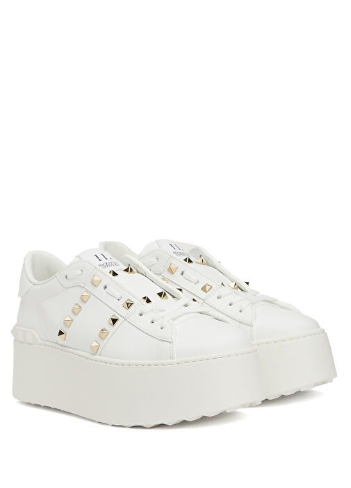Rockstud Untitled Beyaz Kadın Deri Sneaker - Görsel 3