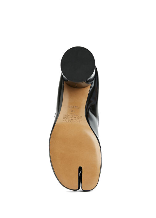 Tabi Siyah Deri Topuklu Ayakkabı - Görsel 6