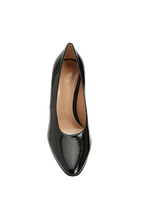 Siyah Deri Topuklu Ayakkabı - Görsel 5