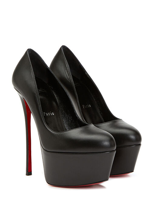 Dolly Pump Alta Siyah Deri Topuklu Ayakkabı - Görsel 3