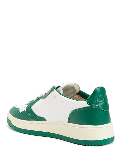 Beyaz Yeşil Kadın Deri Sneaker - Görsel 4