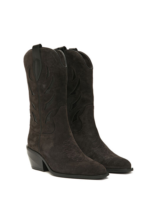 Kahverengi Kadın Süet Çizme - Görsel 3