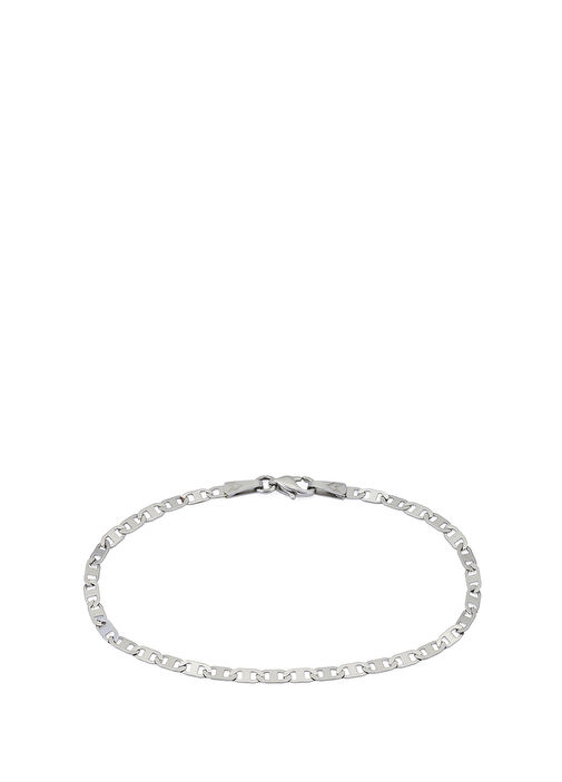 Bar Zincir Gümüş Kaplama Erkek Çelik Bileklik