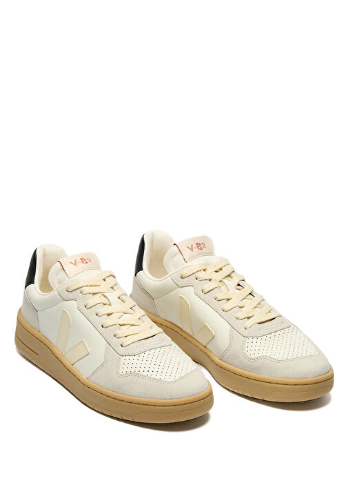 V-82 Grained Siyah Beyaz Kadın Deri Sneaker - Görsel 4