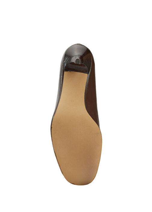 Kahverengi Deri Topuklu Ayakkabı - Görsel 6