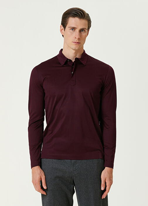 Burgundy Canali Burgundy Men Burgundy Long Sleeve Polo T shirt 1529557 Beymen