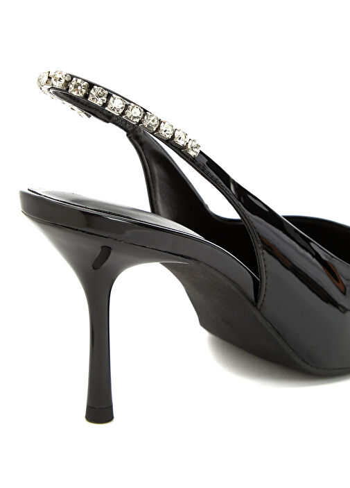 Siyah Taşlı Topuklu Ayakkabı - Görsel 7