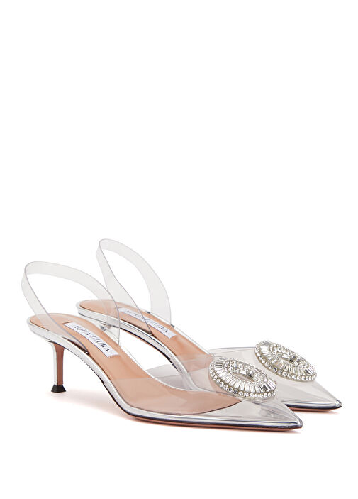 Gümüş Transparan Topuklu Ayakkabı - Görsel 3