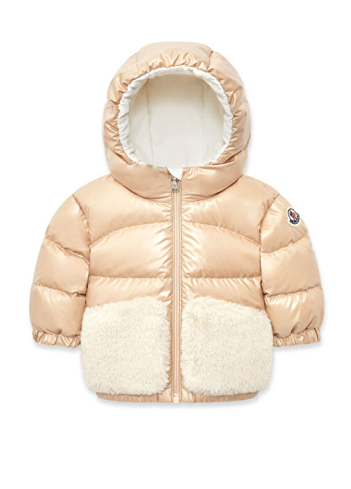 Moncler - Kahverengi Kapüşonlu Kız Çocuk Mont - Koyu Kahverengi