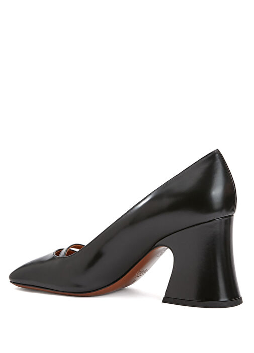 Siyah Deri Topuklu Ayakkabı - Görsel 4