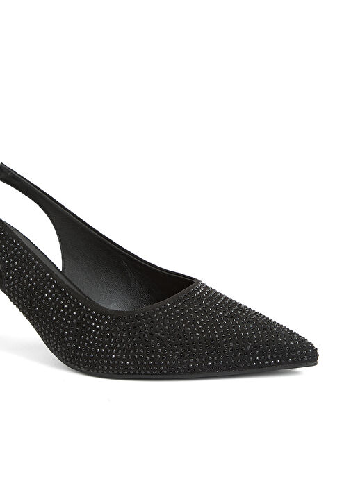 Siyah Taşlı Topuklu Ayakkabı - Görsel 7