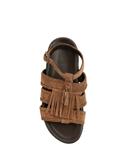 Vizon Püskül Detaylı Kadın Süet Sandalet - Görsel 5