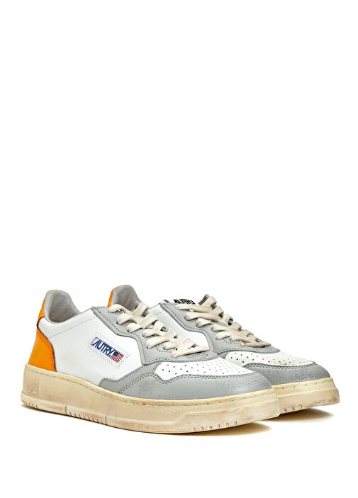 Turuncu Beyaz Kadın Deri Sneaker - Görsel 3