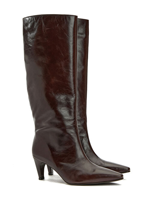 Network Kahverengi Network Deri Kadın Çizme