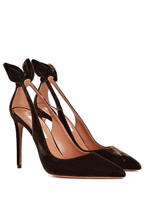 Bow Tie Kahverengi Topuklu Ayakkabı - Görsel 3