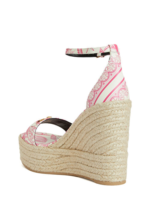 Pembe Beyaz Kadın Deri Espadril - Görsel 4