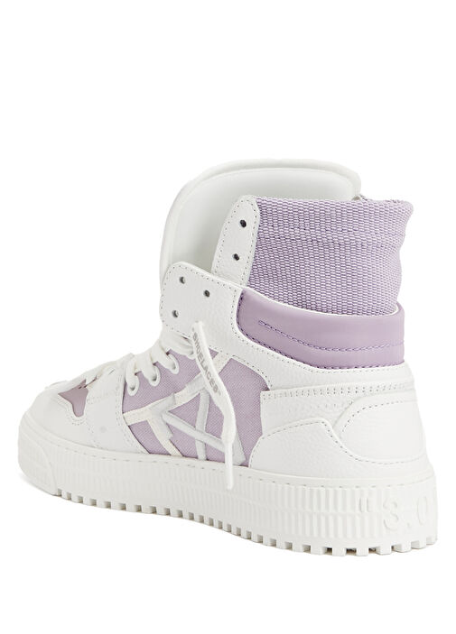 Beyaz Lila Kadın Deri Sneaker - Görsel 4