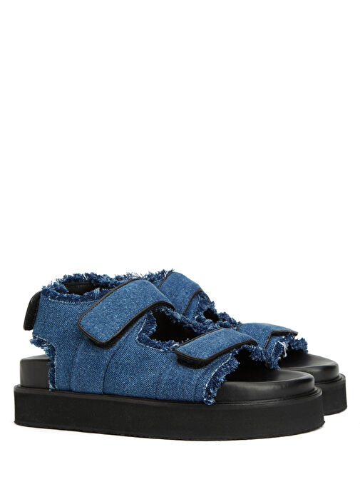 Mavi Logolu Kadın Denim Sandalet - Görsel 3