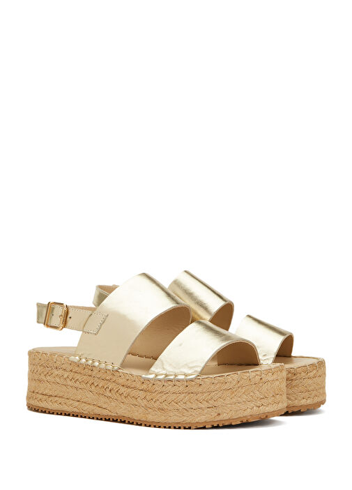 Gold Altın Rengi Kadın Deri Espadril - Görsel 3