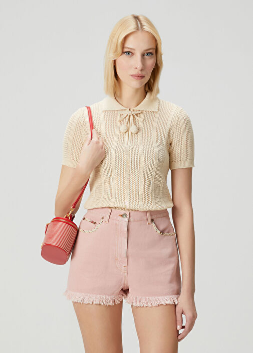 Beyaz Kısa Kollu Polo Triko