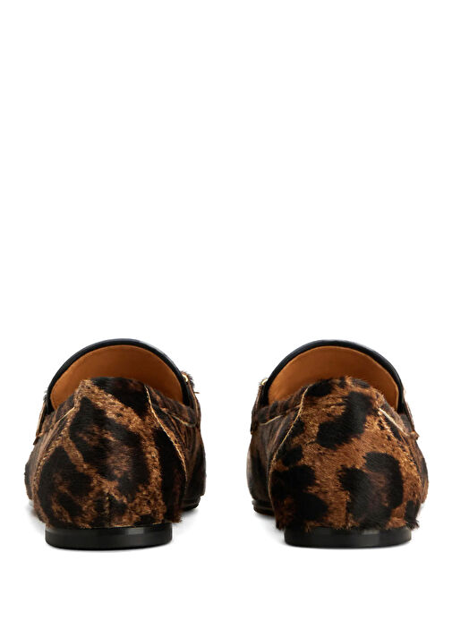 Siyah Kahve Leopar Desenli Kadın Deri Loafer - Görsel 4
