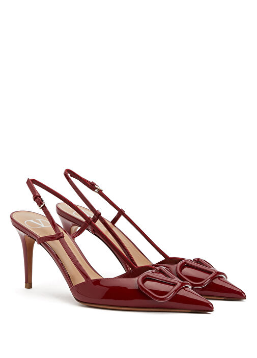 VLogo Kırmızı Deri Topuklu Ayakkabı - Görsel 3