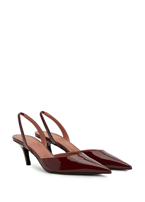 Sofia Bordo Deri Topuklu Ayakkabı - Görsel 3