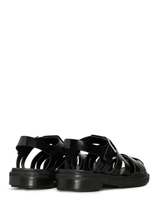 Siyah Bantlı Kadın Deri Sandalet - Görsel 4