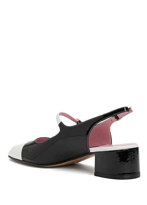 Ischia Siyah Beyaz Deri Topuklu Ayakkabı - Görsel 4