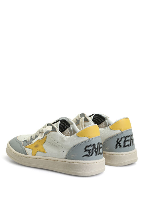 Ball Star Beyaz Gri Unisex Çocuk Deri Sneaker - Görsel 4