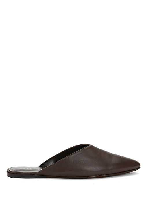 Koyu Kahverengi Kadın Deri Terlik - Görsel 2