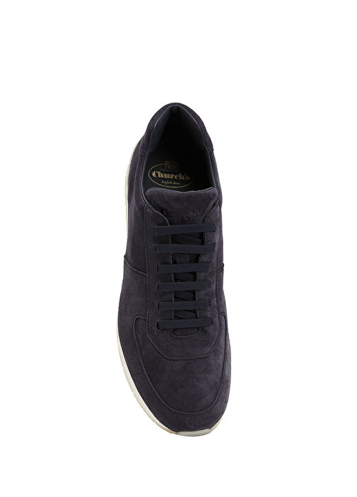 Lacivert Logo Detaylı Erkek Deri Sneaker - Görsel 5