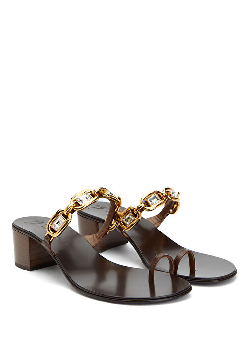 Kahverengi Kadın Deri Terlik - Görsel 3