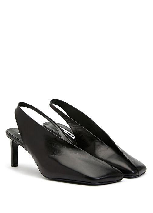 Siyah Deri Topuklu Ayakkabı - Görsel 3
