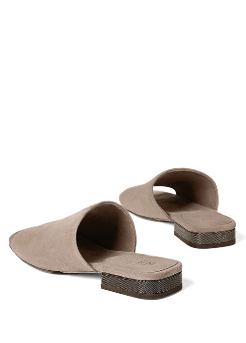 Brunello Cucinelli Kahverengi Brunello Cucinelli Süet Bej Kadın Terlik