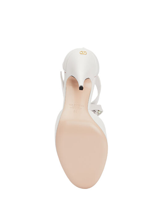 Beyaz Deri Topuklu Ayakkabı - Görsel 6