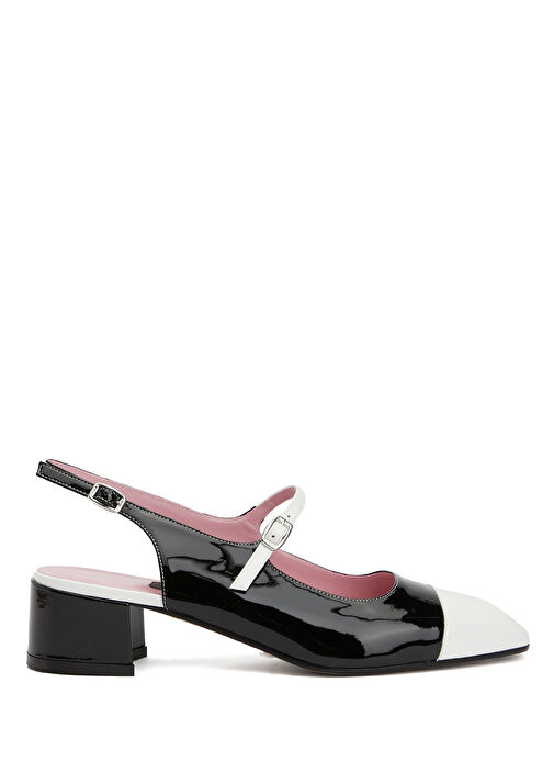 Ischia Siyah Beyaz Deri Topuklu Ayakkabı - Görsel 2