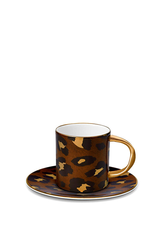 L�Objet Leopar Desenli Porselen Espresso Fincanı Çok Renkli
