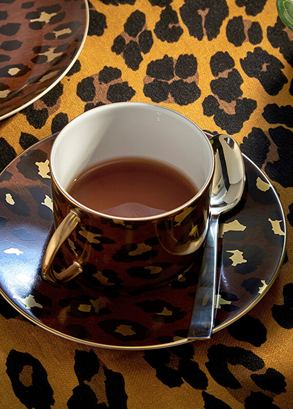 L�Objet Leopar Desenli Porselen Çay Fincanı Çok Renkli