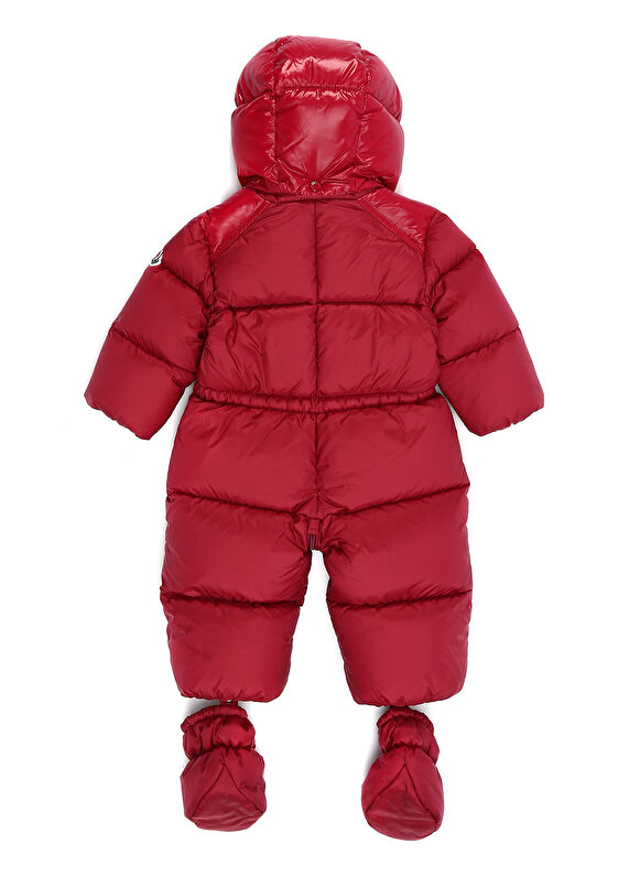 Moncler Pervance Bordo Kapüşonlu Bebek Puff Kayak Tulumu Pembe