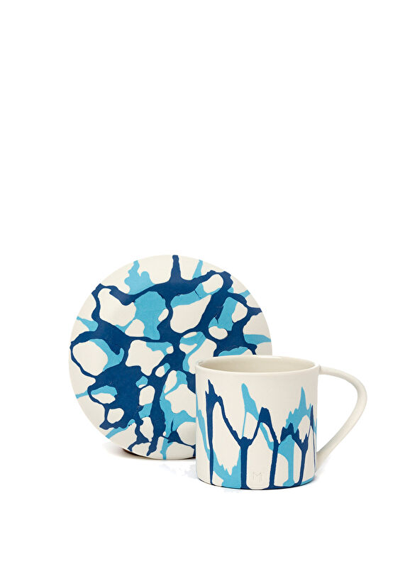 Masuma Ceramics Lapis Desenli Porselen Türk Kahvesi Bardağı Çok Renkli