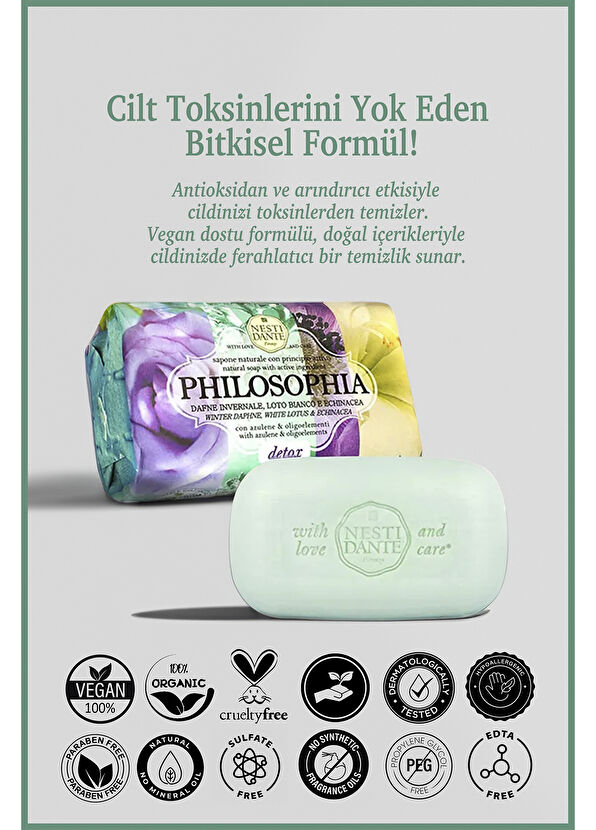 Nesti Dante Philosophia Detoks ve Aydınlatıcı Defne & Lotus Çiçeği & Beyaz Nilüfer Katı Sabun 250 gr - 2