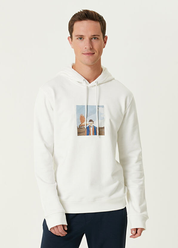 Beymen Club Beyaz Kapüşonlu Şapkalı Adam Detaylı Sweatshirt - 1