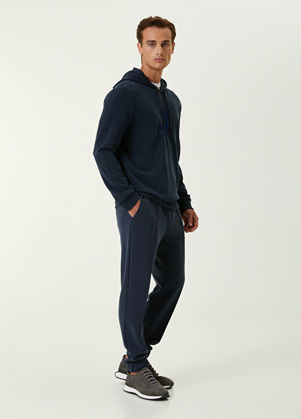 Beymen Club Lacivert Kapüşonlu Piksel Kaz Nakışlı Sweatshirt - 2