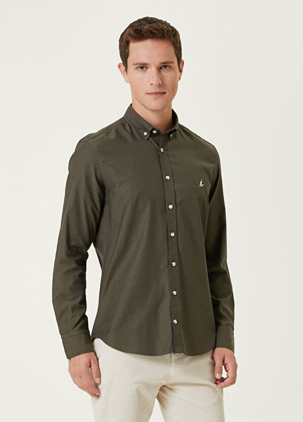 Beymen Club Slim Fit Haki Oxford Gömlek - 1