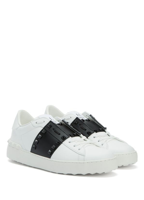 Valentino Garavani Rockstud Untitled Black White Women's Leather Snea - 2
